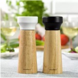 Set de 2 rasnite pentru sare, piper si alte condimente, din lemn masiv, reincarcabile, 15,5 cm, mecanism de reglabil, Klausberg