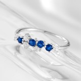 Cumpara ieftin Inel din Argint 925 cu Cristale Zirconia Albastru Regal si Albe in Cluster Asimetric