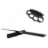 Set Autoaparare: Baston Telescopic Otel 65cm Argintiu + Box Negru IDEALLSTORE, Husa Curea