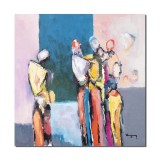 Cumpara ieftin Tablou pictat manual abstract, Team building, 70x70cm ulei pe panza, Geo Ungureanu