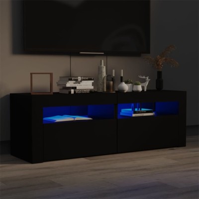 Gossi comoda tv cu lumini led, negru, 120x35x40 cm foto