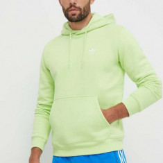 adidas Originals bluza barbati, culoarea verde, cu glugă, neted