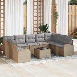 VidaXL Set de canapele pentru grădină 10 pcs Bej Rattan poli 3346210