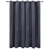 Draperie opaca cu inele metalice, antracit, 290x245 cm, catifea
