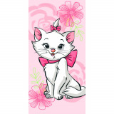 Prosop de plaja Disney Marie Cat, Roz, 70x140 cm, 100% Bumbac