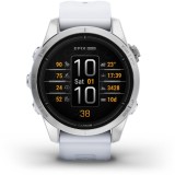 Ceas smartwatch Garmin epix Pro (Gen 2), 42mm, curea silicon Whitestone, Glass, Argintiu