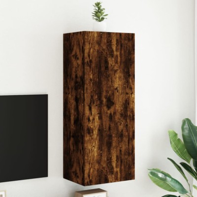 vidaXL Comodă TV de perete stejar fumuriu 40,5x30x102cm lemn prelucrat foto