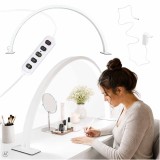 Lampa de birou pentru cosmetica sau manichiura, cu LED-uri, fara umbre, design curbat, culoare Alba, pentru saloane sau uz personal