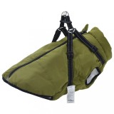 VidaXL Haină c&acirc;ini cu ham impermeabilă reflectorizantă, verde kaki L44