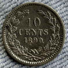 Moneda Olanda - 10 Cents 1890 - Argint