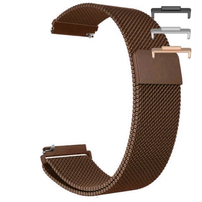 Curea tip Milanese Loop, compatibila Huawei Watch Fit 2, cu adaptor dedicat, Coffee