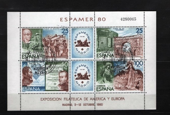 SPANIA 1980 &ndash; EXPO ESPAMER. ARTA, bloc stampilat, EW2