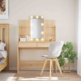 vidaXL Masă de toaletă cu LED-uri, stejar sonoma, 96x40x142 cm