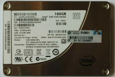 SSD Intel 320 160GB SATA-II, 3G/s, 100%, MLC foto