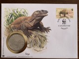 Indonesia - iguana - FDC cu medalie, fauna wwf