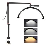 Lampa profesionala LED semiluna 20W 1800Lm, cu brat reglabil pentru cosmetica, gene, sprancene, manichiura si studio tatuaje
