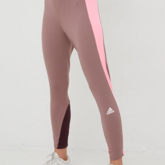 adidas Performance leggins de alergare Own The Run femei, culoarea maro, modelator