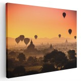 Tablou peisaj baloane cu aer cald la apus Myanmar Tablou canvas pe panza CU RAMA 50x70 cm
