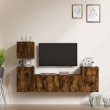 Cumpara ieftin Set dulapuri TV, 5 piese, stejar fumuriu, lemn prelucrat