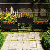 Jardiniera, negru, 245,5x44x75 cm, lemn masiv de pin GartenMobel Dekor, vidaXL