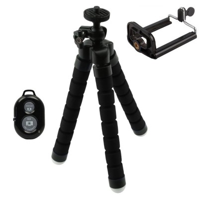 Trepied Negru BTG-010 Telefon , GoPro flexibil cu telecomanda bluetooth foto