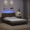 vidaXL Cadru de pat cu lumini LED, maro, 140x200 cm, piele ecologică 3213936