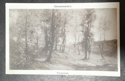 Carte postala, necirculata, reproducere pictura &amp;quot;Toamna&amp;quot; de N. Grigorescu foto