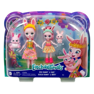 ENCHANTIMALS SET PAPUSI SURORI SI ANIMALUTELE LOR BREE BUNNY SI TWIST SI BEDELIA BUNNY SI TAPPY foto