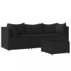 Set mobilier relaxare gradina 4 piese cu perne poliratan negru