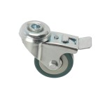 Roata pivotanta, din cauciuc siliconic, cu frana, cu alezaj, 50 mm, 40 kg