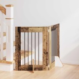 vidaXL Poartă pentru c&acirc;ini cu suporturi 2 pcs Lemn vechi 60 x 60 cm 892149