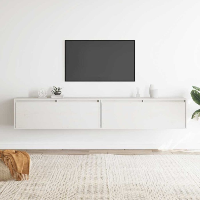 vidaXL Dulapuri de perete 2 buc., alb, 100x30x35 cm, lemn masiv de pin 813468