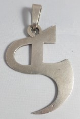 Pandantiv masiv din argint vintage manufacturat deosebit litera "A" stlizat