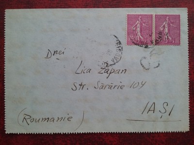 1928-15 iunie-Scrisoare francata-Paris-Iasi-RAR foto