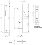 Broasca ingusta cu cioc pentru porti si usi culisante 201F Kale Kilit, cu cilindru, backset 20 mm, lungime 130 mm