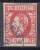 ROMANIA 1872 LP 32 REGELE CAROL I CU BARBA 15 BANI ROSU STAMPILAT