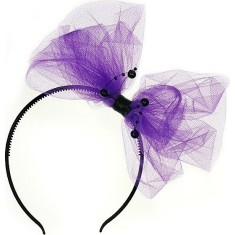 Cordeluta Neagra cu Accesoriu din Tul Mov