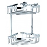 Etajera autoadeziva de colt pentru baie Aluxx cu 2 rafturi din aluminiu cromat - Tesa 40205