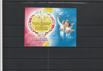 ROMANIA 1985 LP 1126 10 ANI CSCE HELSINKI 1975 COLITA NEDANTELATA MNH NESTAMP foto