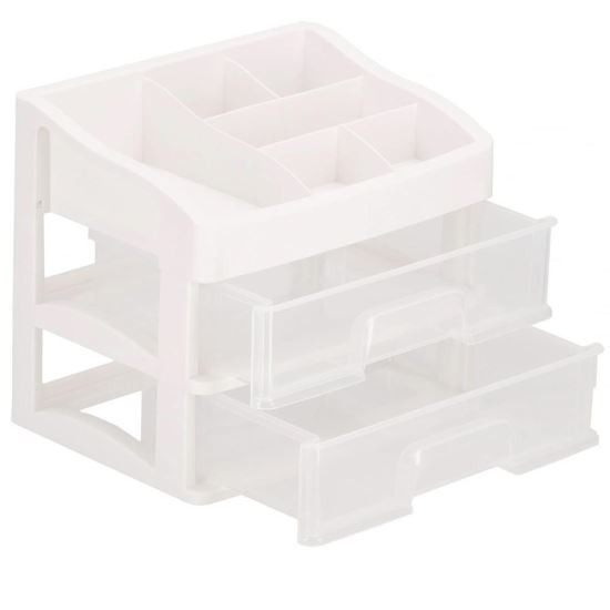 Organizator cosmetice, plastic, 3 niveluri, 2 sertare, alb, 30x25x34 cm, Springos GartenVIP DiyLine