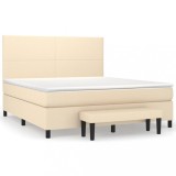 Cumpara ieftin Pat continental cu saltea, crem, 180x200 cm, textil