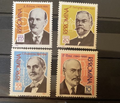 ROMANIA 1961 LP 515 OAMENI DE STIINTA ROMANI, serie MNH foto