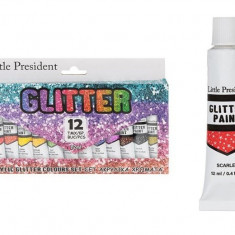 Set 12 culori acrilice glitter pentru pictura