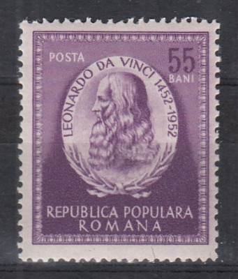 ROMANIA 1952 LP 326 - 500 DE ANI DE LA NASTEREA LUI LEONARDO DA VINCI MNH foto