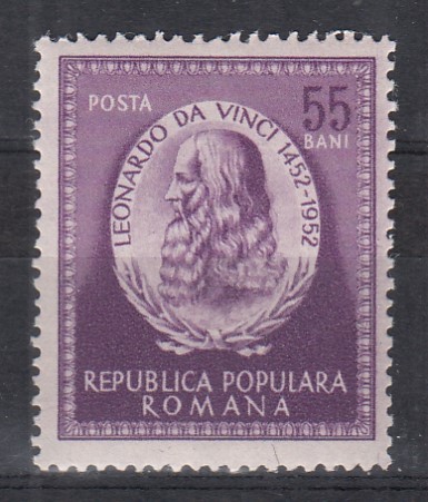 ROMANIA 1952 LP 326 - 500 DE ANI DE LA NASTEREA LUI LEONARDO DA VINCI MNH