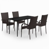 Set de servit masa pentru gradina, 5 piese, maro si negru