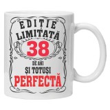 Cana alba personalizata &quot;editie limitata - perfecta&quot;, 38 ani, INOVATIX&reg;️. 330ml, Oem