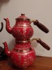 Superb set ceainic etajat &icirc;n stil oriental din cupru gravat și email