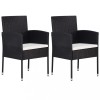 Set 2 Scaune Gradina Poliratan Negru/Crem, Perne Incluse, Exterior, Gossi