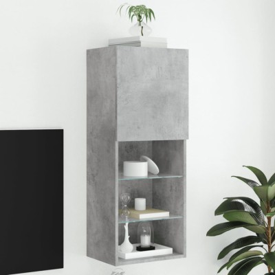 vidaXL Comodă TV cu lumini LED, gri beton, 40,5x30x102 cm foto